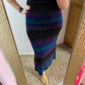Wool Midi Skirt - Size Small - Black/Purple